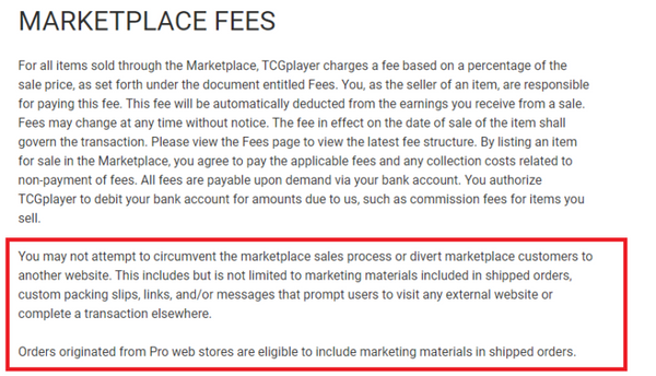 TCGPlayer Upated policy to Seller Agreement - How this affects Custom Shields